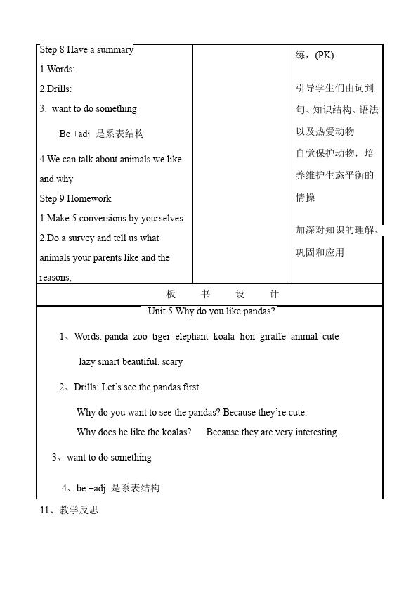 初一下册英语英语Unit5 Why do you like pandas教学设计教案17第5页