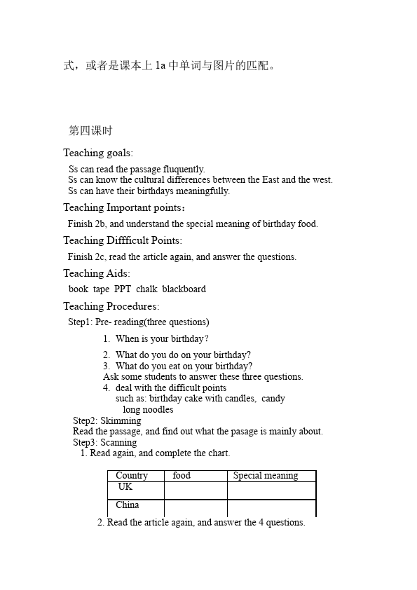 初一下册英语Unit10 I'd likesome noodles教学设计教案22第5页