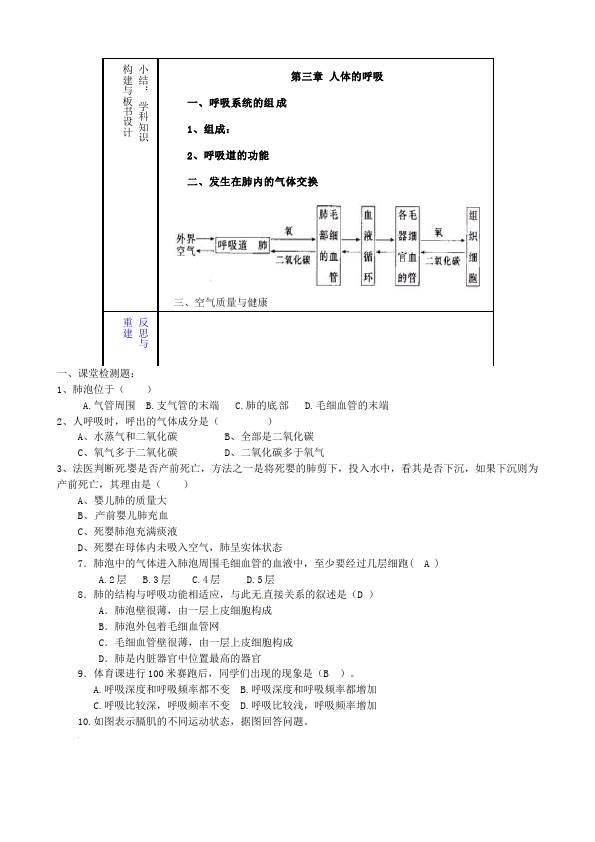 初一下册生物生物原创《第三章:人体的呼吸》教案教学设计第2页