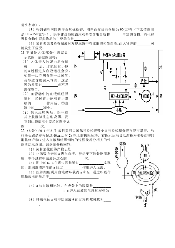 初一下册生物生物《第五章:人体内废物的排出》练习试卷5第4页