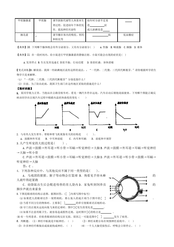 初一下册生物生物《第六章:人体生命活动的调节》教学设计教案第5页