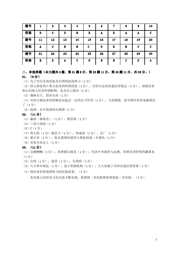 初一下册历史统一多民族国家的巩固和社会的危机单元测试试卷第5页