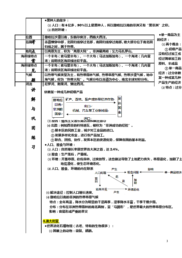 初一下册地理《第八章东半球其他的地区和国家》单元测试试卷第3页