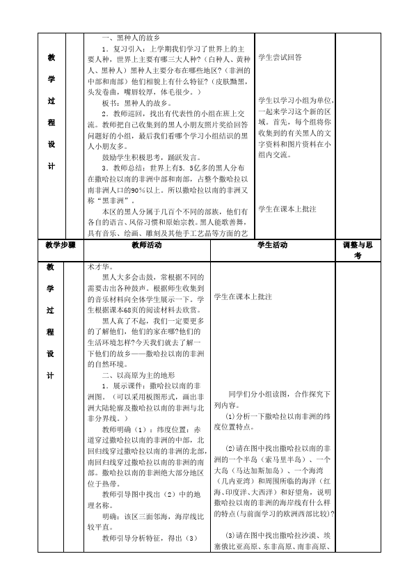 初一下册地理地理《东半球其他的地区和国家》教学设计教案第2页