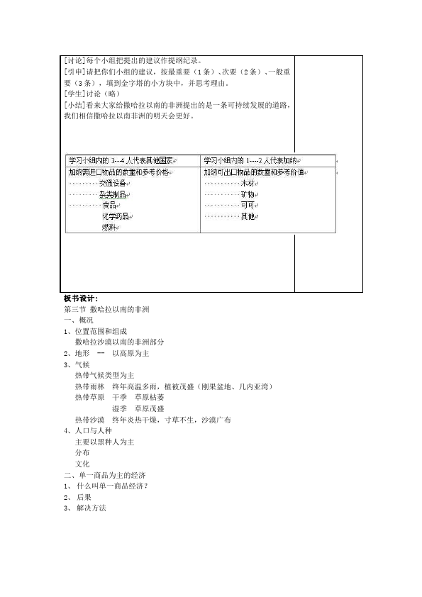 初一下册地理《东半球其他的地区和国家》教学设计教案(地理第4页