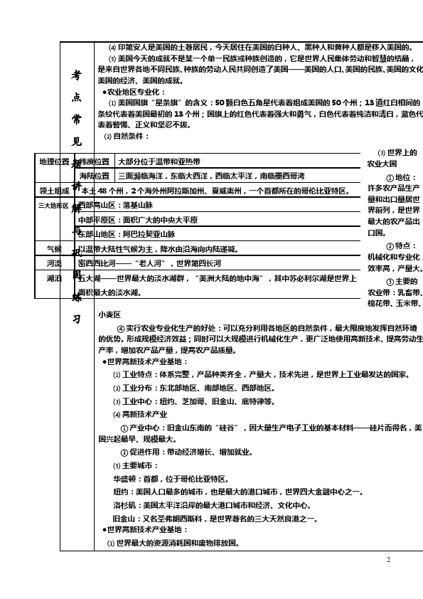 初一下册地理《第九章西半球的国家》地理试卷第2页