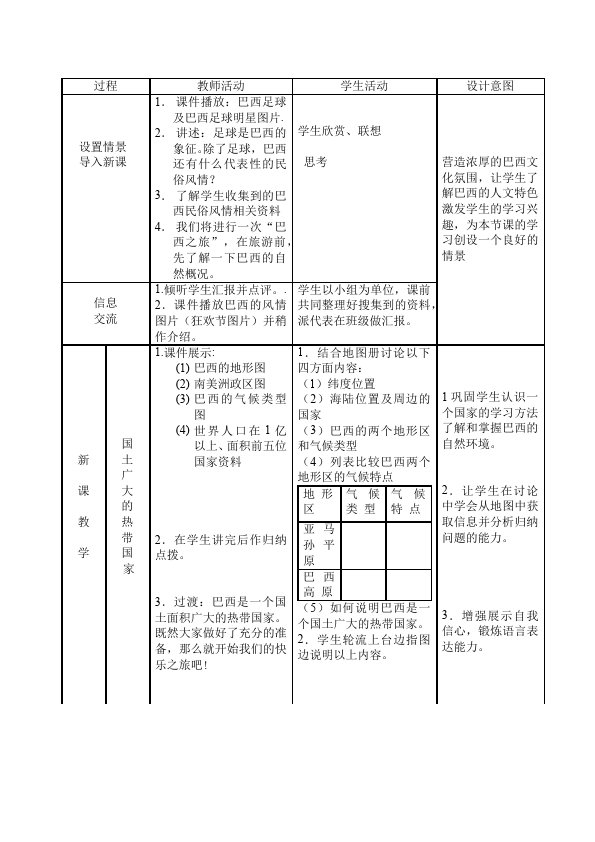 初一下册地理《西半球的国家》教案教学设计(地理)第2页