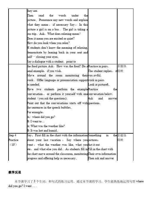 初二上册英语《Unit1 Where did you go on vacation》教学设计教案15第2页