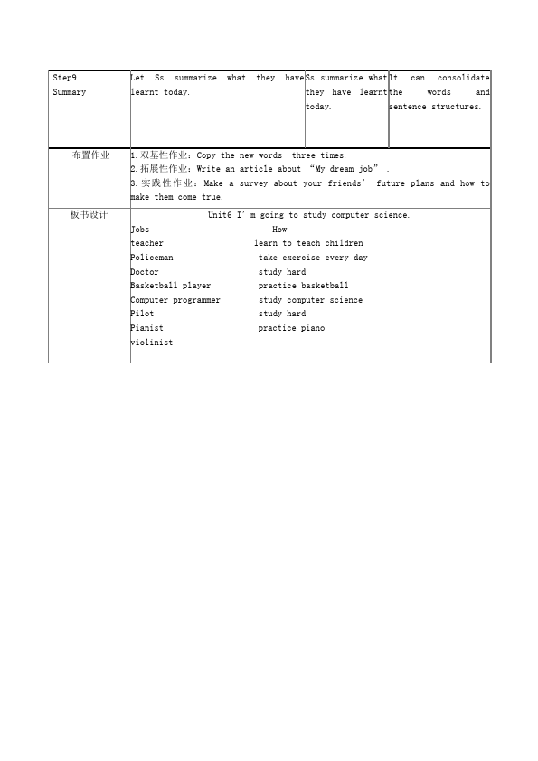 初二上册英语《Unit6 I'm going to study computer science》教学设计教案6第4页