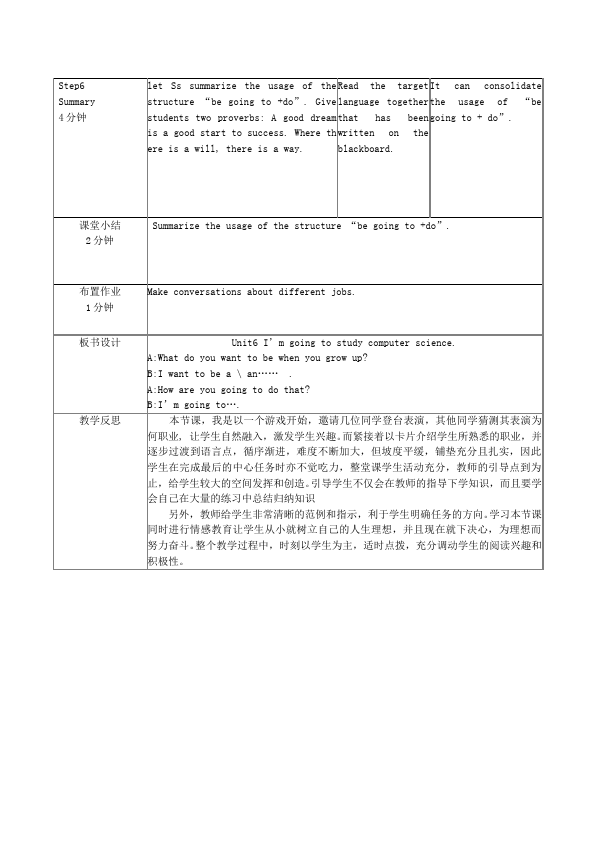 初二上册英语《Unit6 I'm going to study computer science》教学设计教案1第4页