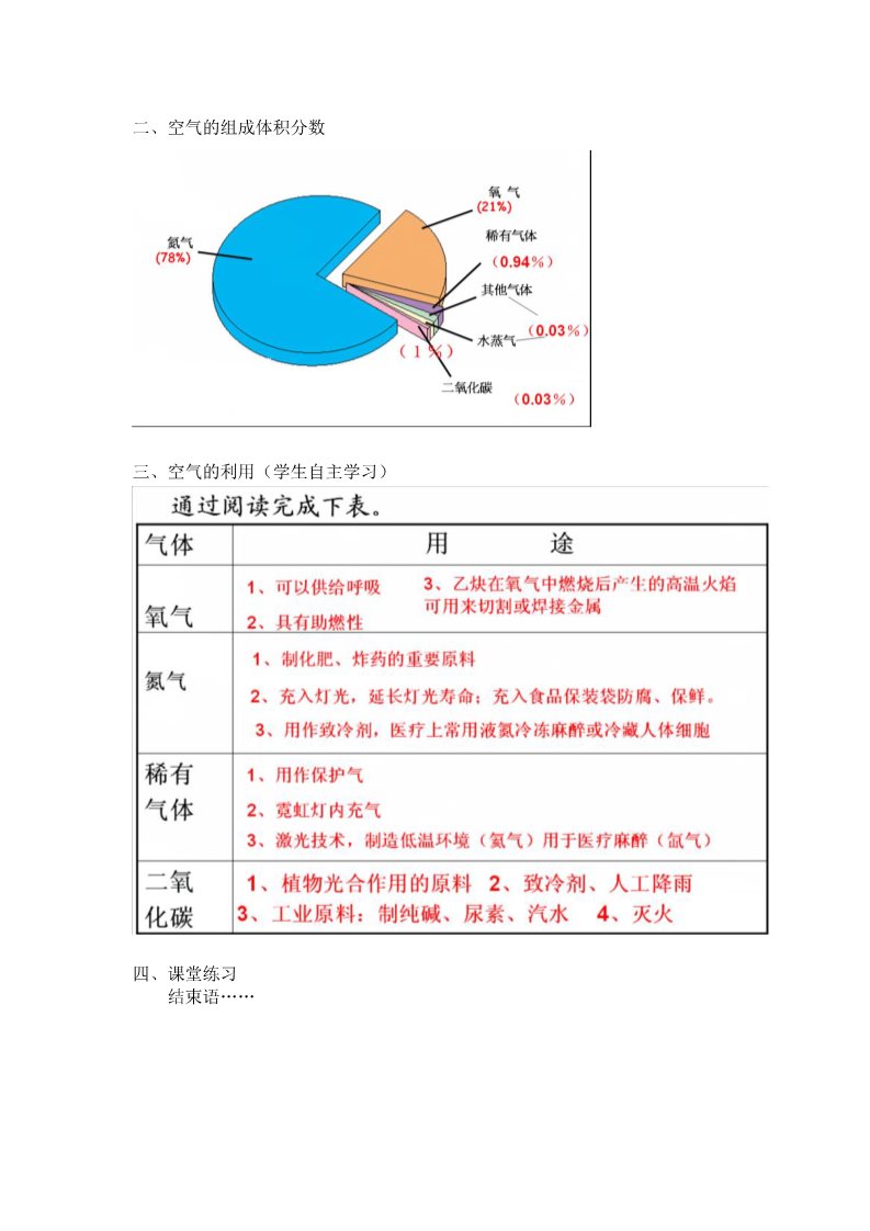 初二下册科学（教科版）新浙教版八年级科学3.1空气与氧气教学设计教案第3页