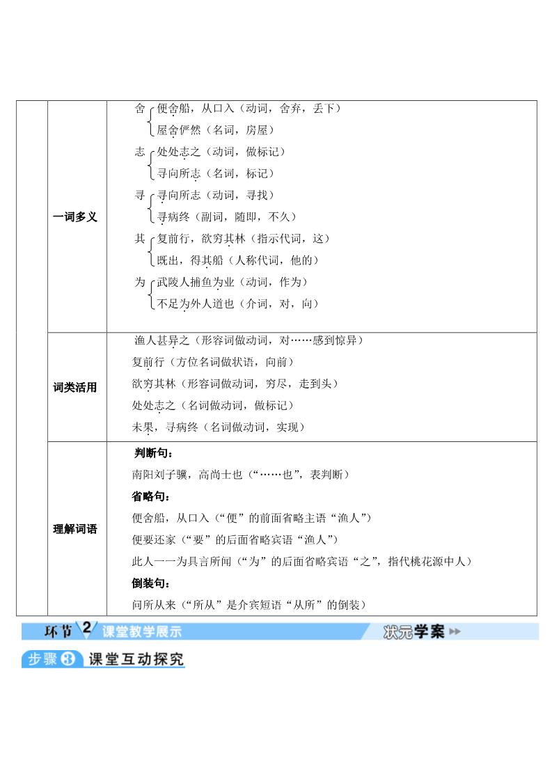 初二下册语文9 桃花源记 导学案第3页
