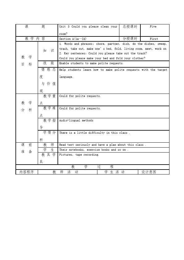 初二下册英语英语Unit3 Could you please room your room教案下载22第1页