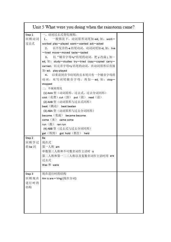 初二下册英语Unit5 What were you doing when the rainstorm came教案下载8第1页