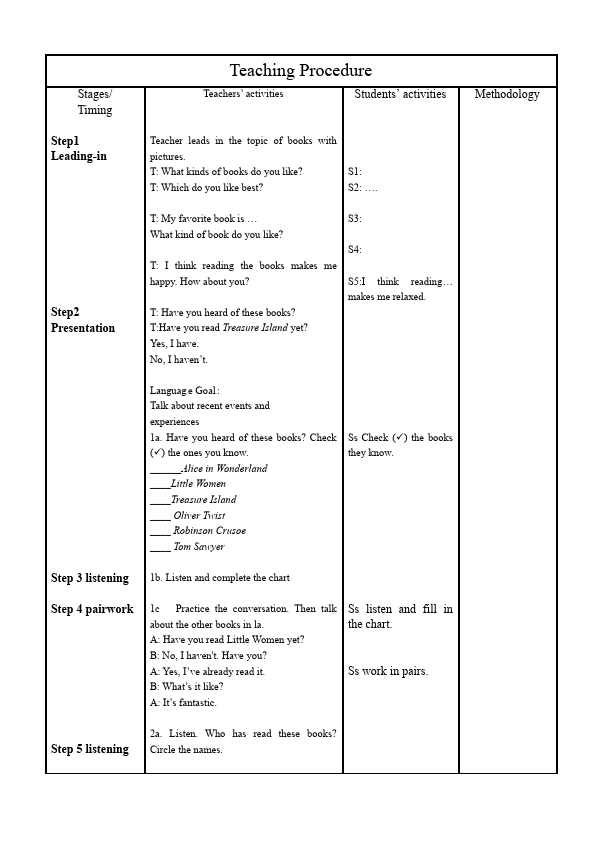 初二下册英语Unit8 Have you read treasure island yet教案教学设计22第2页