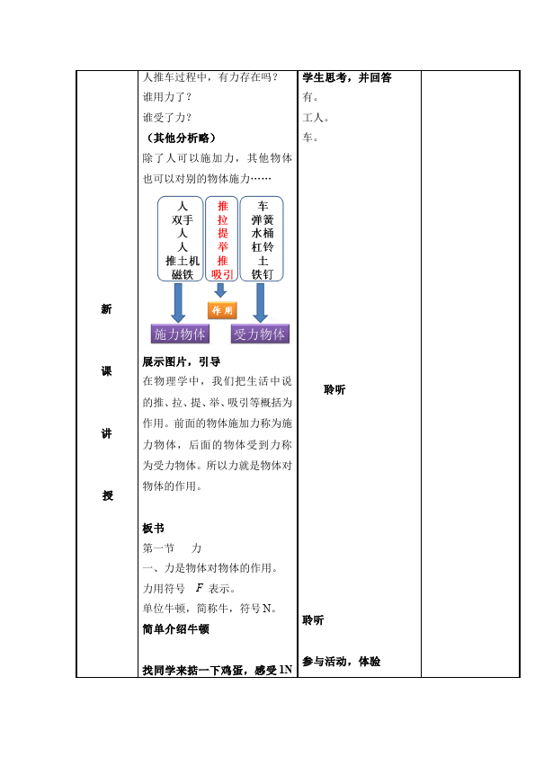 初二下册物理物理优质课《第七章:力》教学设计教案第2页