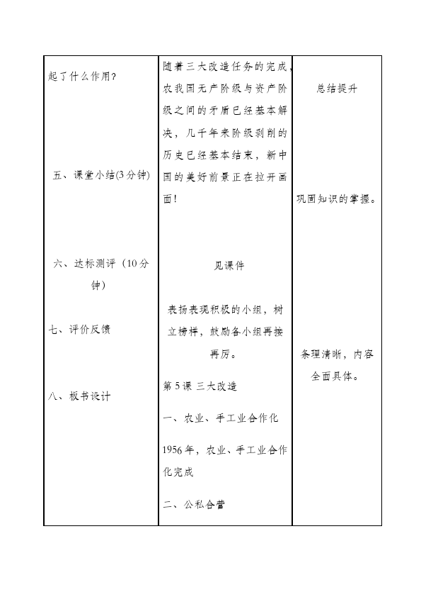 初二下册历史精品《第5课:三大改造》教案教学设计第5页