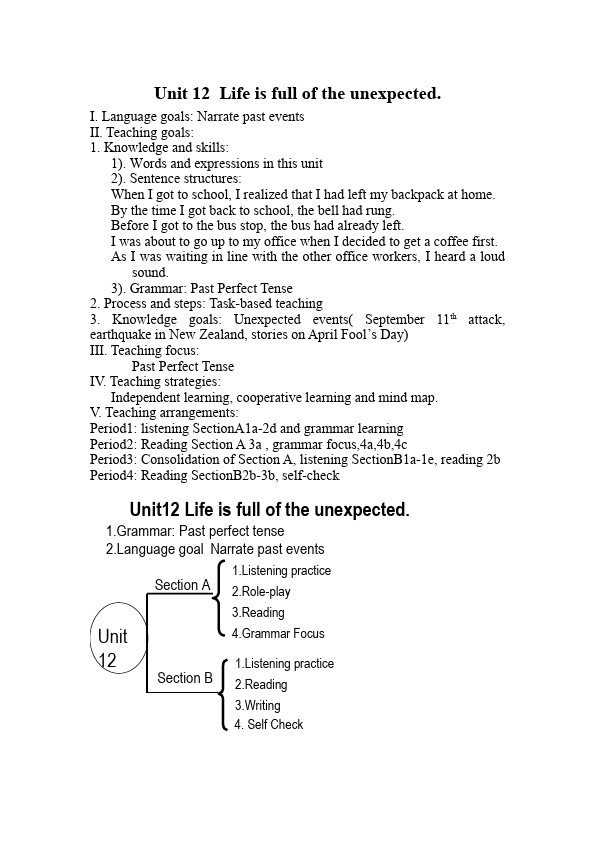 初三上册英语全一册Unit12 Life is full of the unexpected教学设计教案9第1页