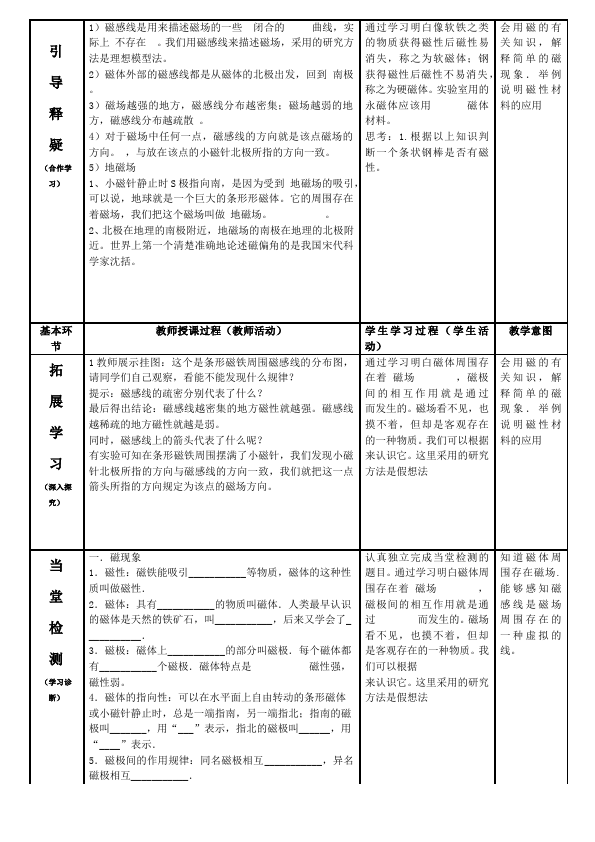 初三上册物理全一册《第二十章:电与磁》教学设计教案(物理全一册）第2页