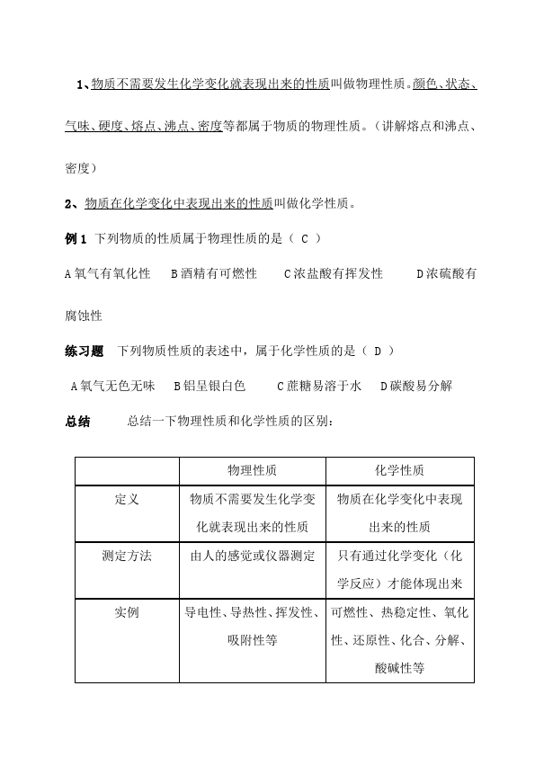 初三上册化学化学《第一单元:走进化学世界》教学设计教案第3页