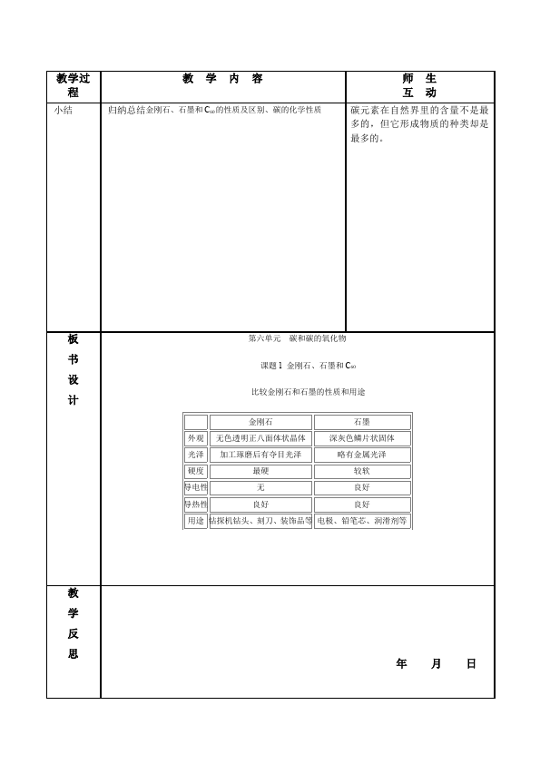 初三上册化学化学教学设计《第六单元:碳和碳的氧化物》教案下第2页