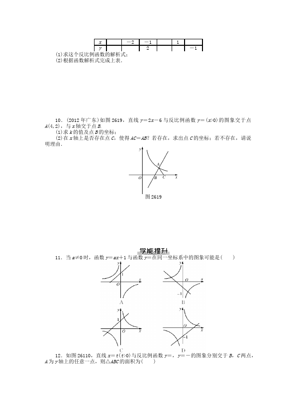 初三下册数学数学《反比例函数》练习试卷17第3页