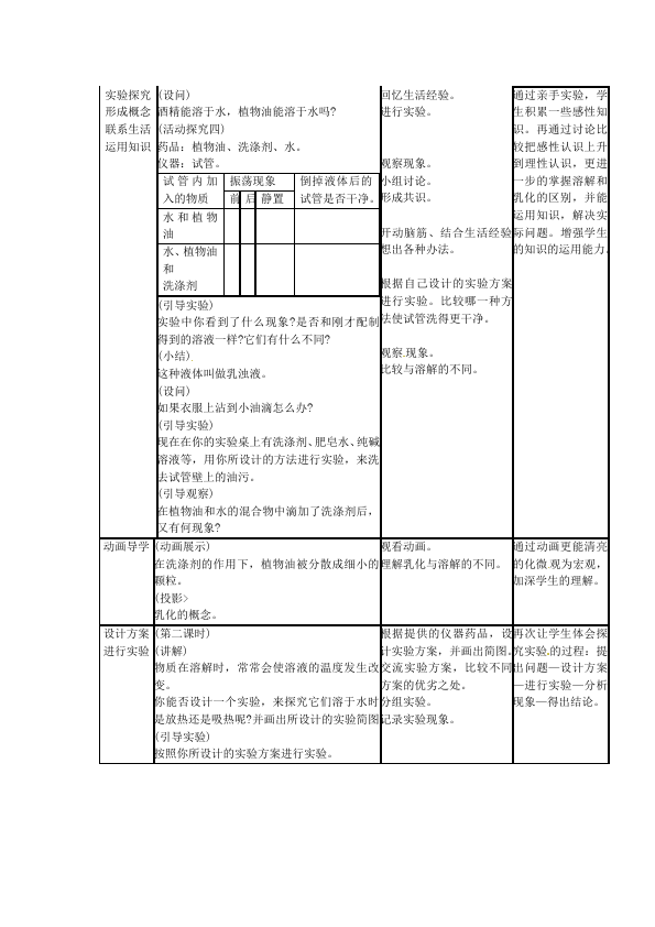 初三下册化学教学《第九单元:溶液》教学设计教案(化学）第4页