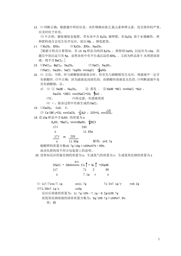 初三下册化学化学《第十一单元》单元检测试卷()第5页