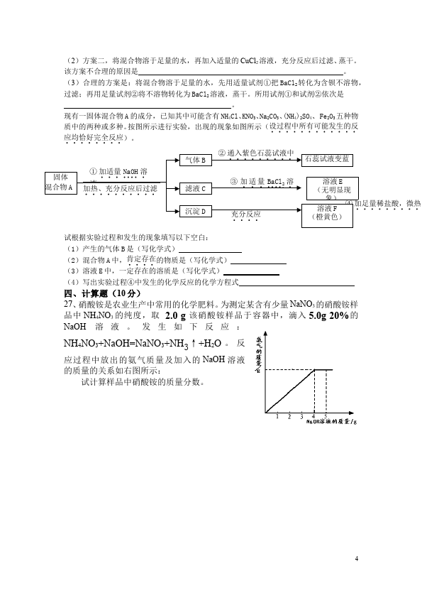 初三下册化学化学《第十一单元:盐化肥》练习试卷下载第4页