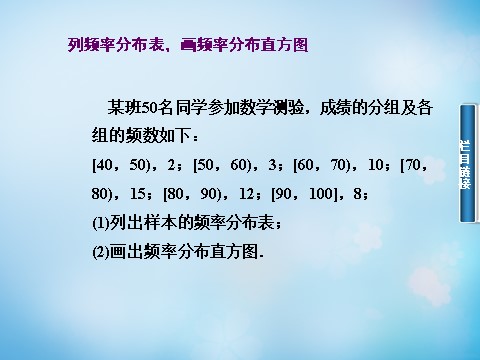 高中数学必修三2.2.1用样本的频率分布估计总体分布（一）课件 新人教A版必修3第6页