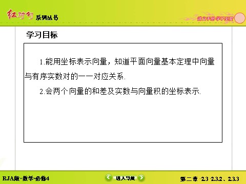 高中数学必修四2-3-2、2-3-3平面向量的正交分解及坐标表示 平面向量的坐标运算第4页