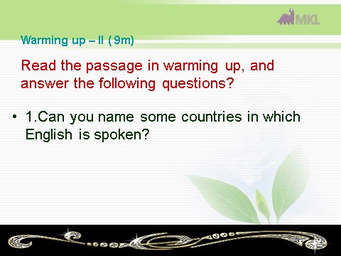 高中英语必修一（人教版）Unit 2 English around the world- Warming up and Reading I（新人教版必修1）第3页