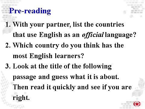 高中英语必修一（人教版）Unit 2 English around the world课件5第2页