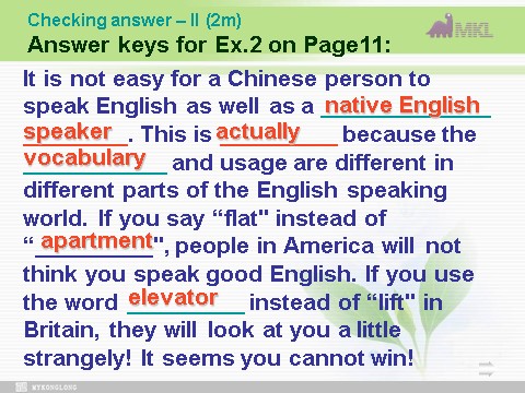 高中英语必修一（人教版）Unit 2 English around the world- Learning about languages（新人教版必修1）第5页