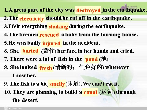 高中英语必修一（人教版）Unit 4 Earthquakes- Learning about languages and Grammar（新人教版必修1）第4页