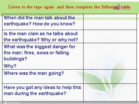 高中英语必修一（人教版）Unit 4 Earthquakes- listening,Reading II and Talking（新人教版必修1）第7页