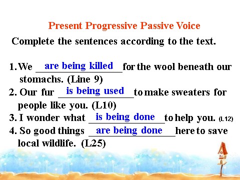 高中英语必修二（人教版）高中英语：Unit 4  Wildlife Protection现在进行时被动语态第5页