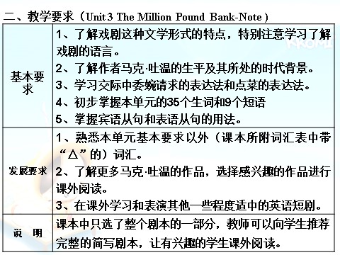 高中英语必修三（人教版）Unit 3 The Million Pound Bank-Note说课稿课件第3页