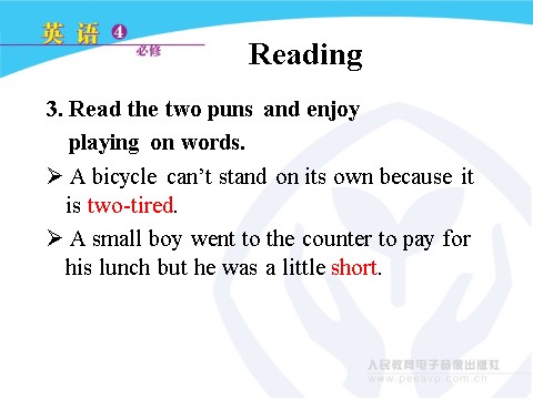 高中英语必修四（人教版）Unit 3 A taste of English humour Reading and speaking第7页