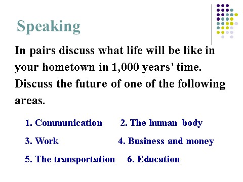 高中英语必修五（人教版）必修5《Unit3 Life In The Future-Listening》课件第8页