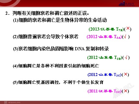 高中生物必修一第3讲  细胞的分化、衰老、凋亡和癌变第10页