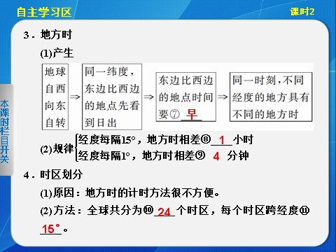 高中地理必修一高中地理（人教版 必修1）第一章 第三节 地球的运动 课时2第3页