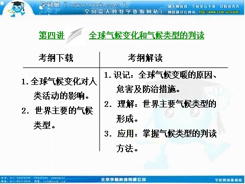 高中地理必修一高考地理人教版一轮复习课件：第二章第四讲 全球气候变化和气候类型的判读第1页