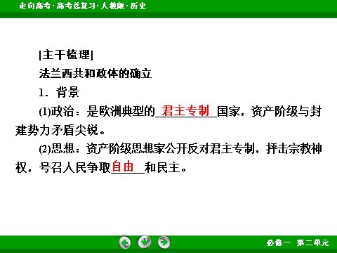 高中历史必修一2017版高考历史人教版一轮总复习课件：必修1 第2单元 第5讲 考点1 法兰西共和政体的确立 第6页