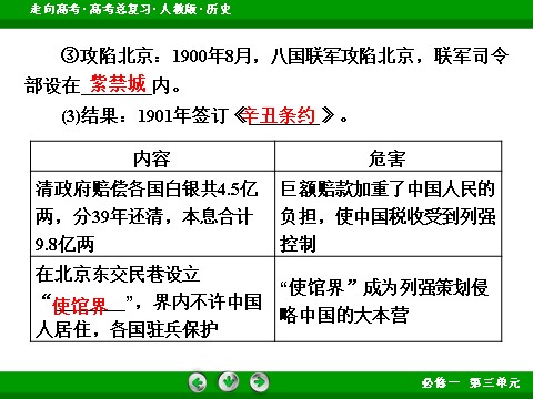 高中历史必修一2017版高考历史人教版一轮总复习课件：必修1 第3单元 第6讲 考点2 甲午中日战争和八国联军侵华 第10页