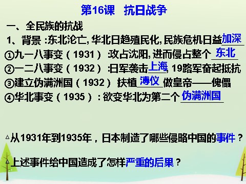 高中历史必修一高中历史 第16课 抗日战争同课异构课件2 新人教版必修1第3页