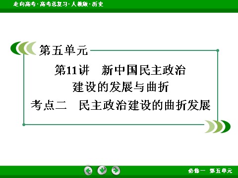 高中历史必修一2017版高考历史人教版一轮总复习课件：必修1 第5单元 第11讲 考点2 民主政治建设的曲折发展 第3页