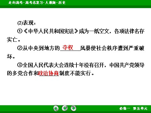 高中历史必修一2017版高考历史人教版一轮总复习课件：必修1 第5单元 第11讲 考点2 民主政治建设的曲折发展 第7页