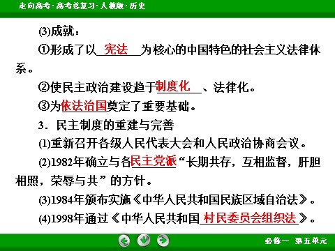 高中历史必修一2017版高考历史人教版一轮总复习课件：必修1 第5单元 第11讲 考点2 民主政治建设的曲折发展 第9页