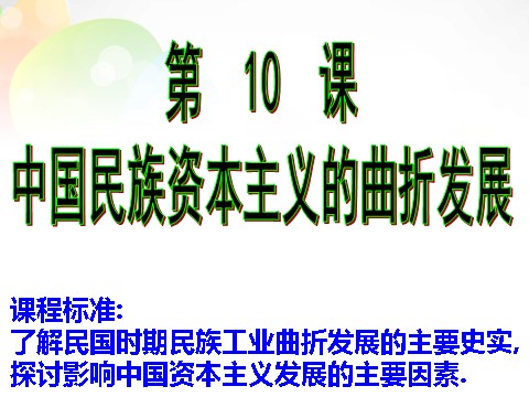 高中历史必修二高中历史 第10课 中国民族资本主义的曲折发展课件 新人教版必修2第1页